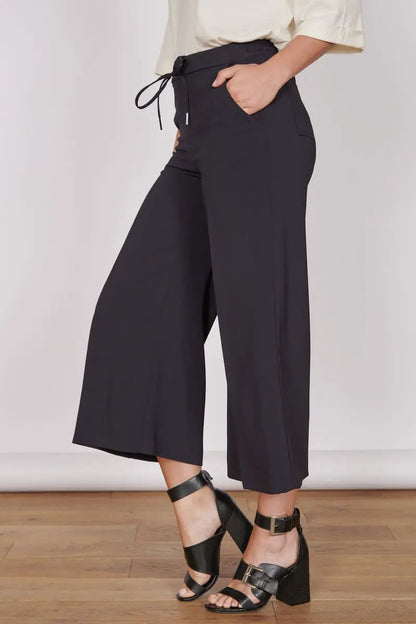 Grace Black Wide Leg Culottes by Jeetly.com