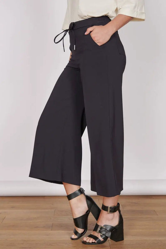 Grace Black Wide Leg Culottes by Jeetly.com