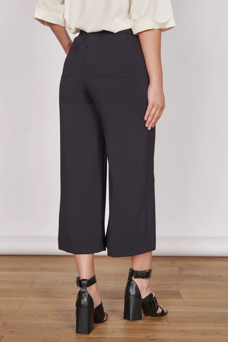 Grace Black Wide Leg Culottes by Jeetly.com