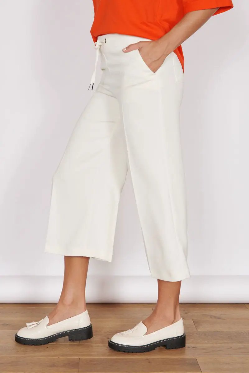 Grace Cream Wide Leg Culottes by Jeetly.com
