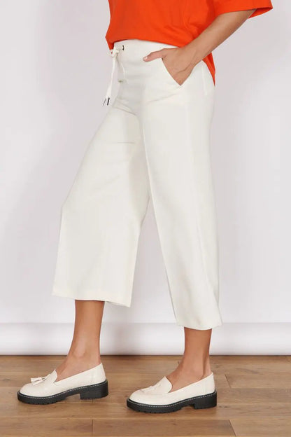 Grace Cream Wide Leg Culottes by Jeetly.com