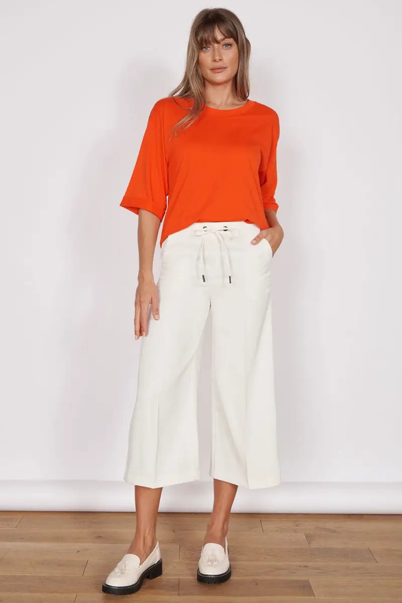 Grace Cream Wide Leg Culottes by Jeetly.com