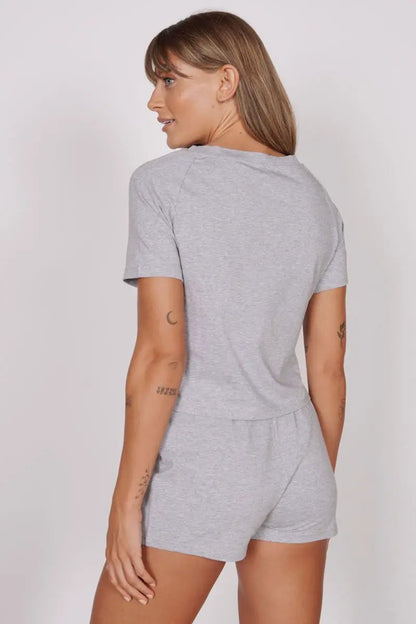 Jessie Grey Marl Jersey Short Pyjama Set by Jeetly.com