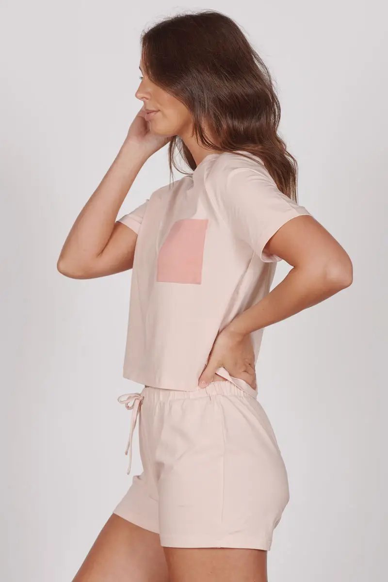 Jessie Pink Jersey Short Pyjama Set by Jeetly.com