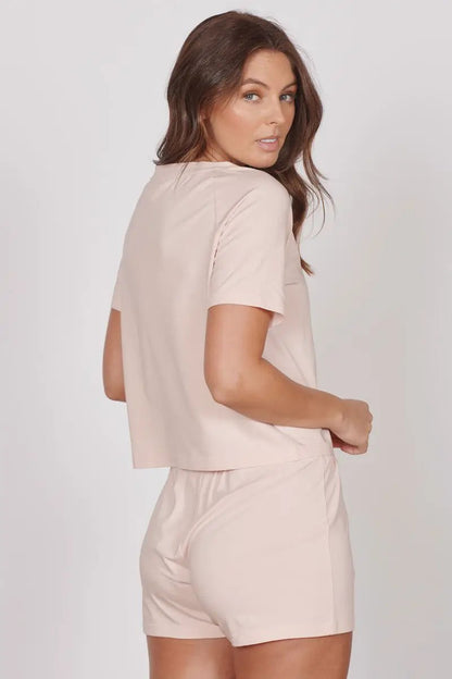 Jessie Pink Jersey Short Pyjama Set by Jeetly.com