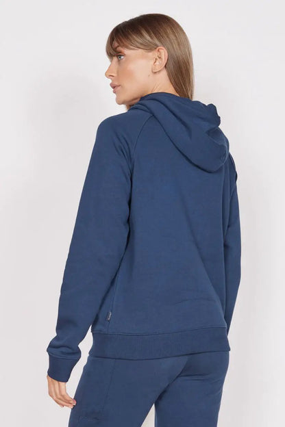 Lacey Navy Loungewear Cross Neck Hoodie by Jeetly.com