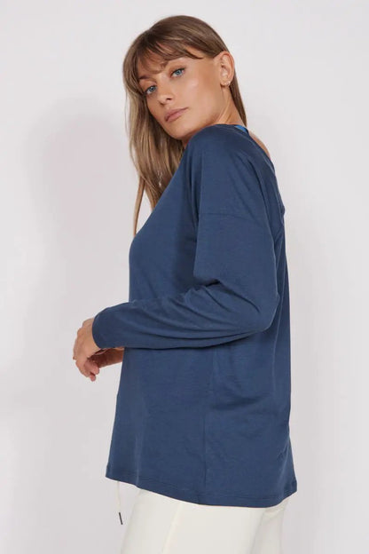 Nora Navy Lightweight Training Top by Jeetly.com