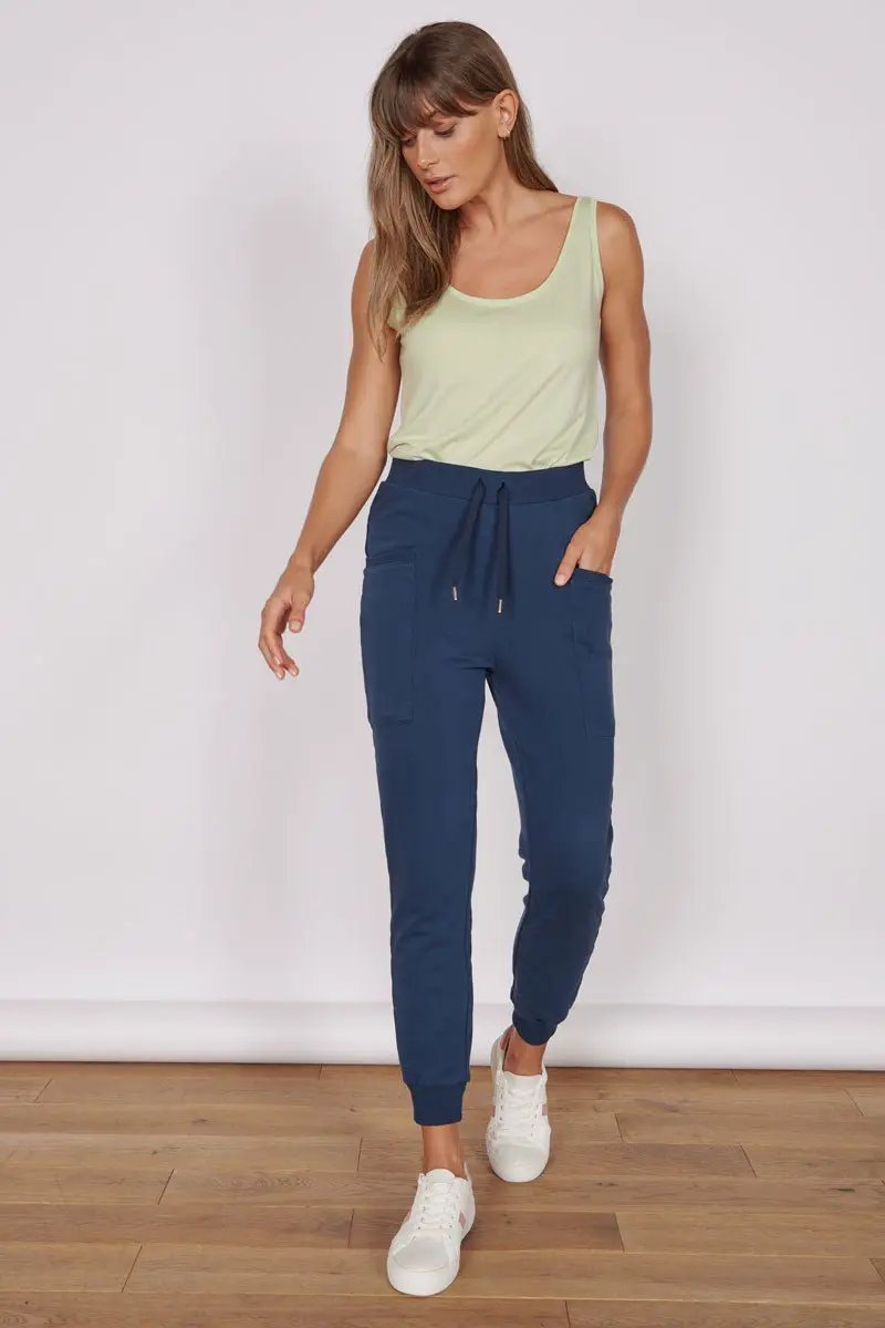 OIivia Navy Loungewear Cuffed Hem Joggers by Jeetly.com