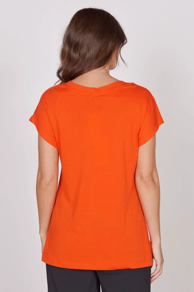 Phoebe Red Sleeveless V Neck Top by Jeetly.com