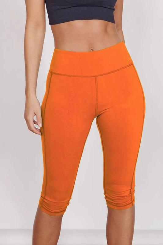 Taylor Orange 3/4 Sports Leggings by Jeetly.com