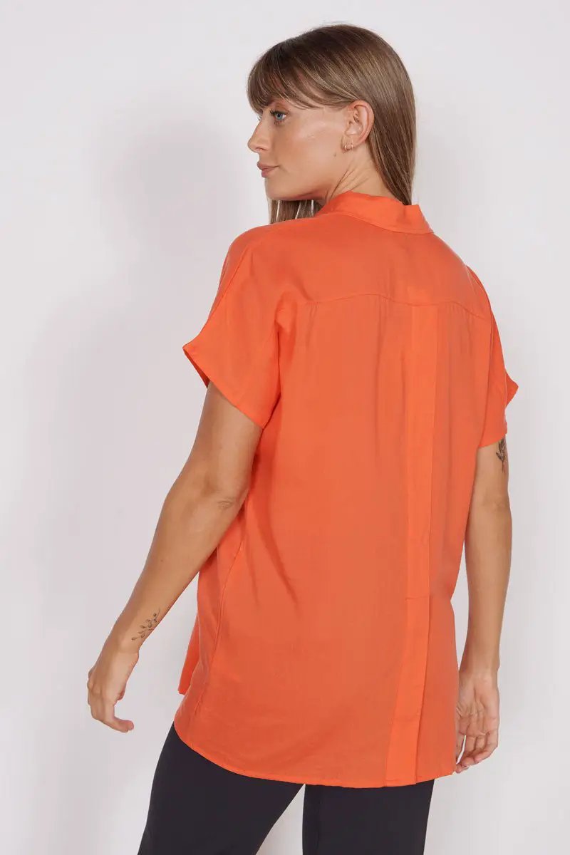 Thalia Red Short Sleeve Utility Shirt by Jeetly.com