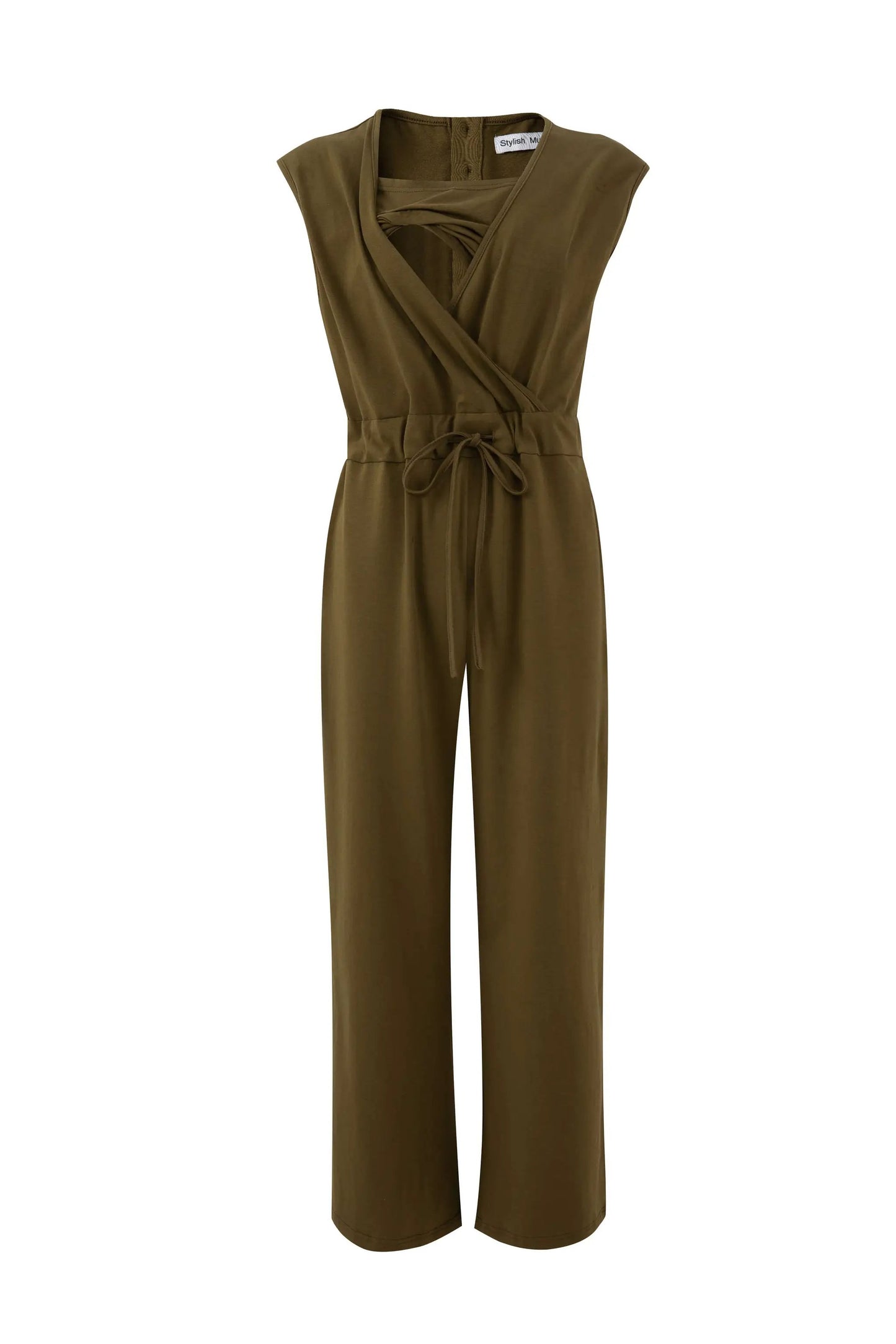 The Breastfeeding Jumpsuit - Kerry Cotton Khaki by Stylish Mum