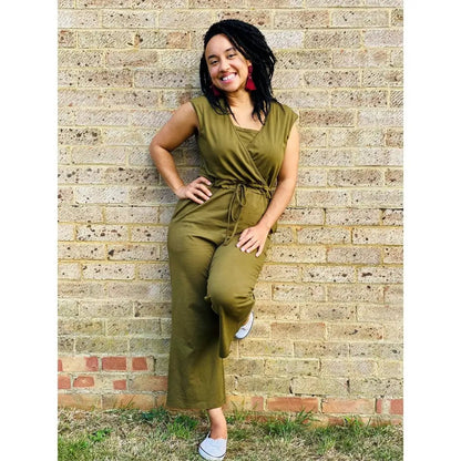 The Breastfeeding Jumpsuit - Kerry Cotton Khaki by Stylish Mum
