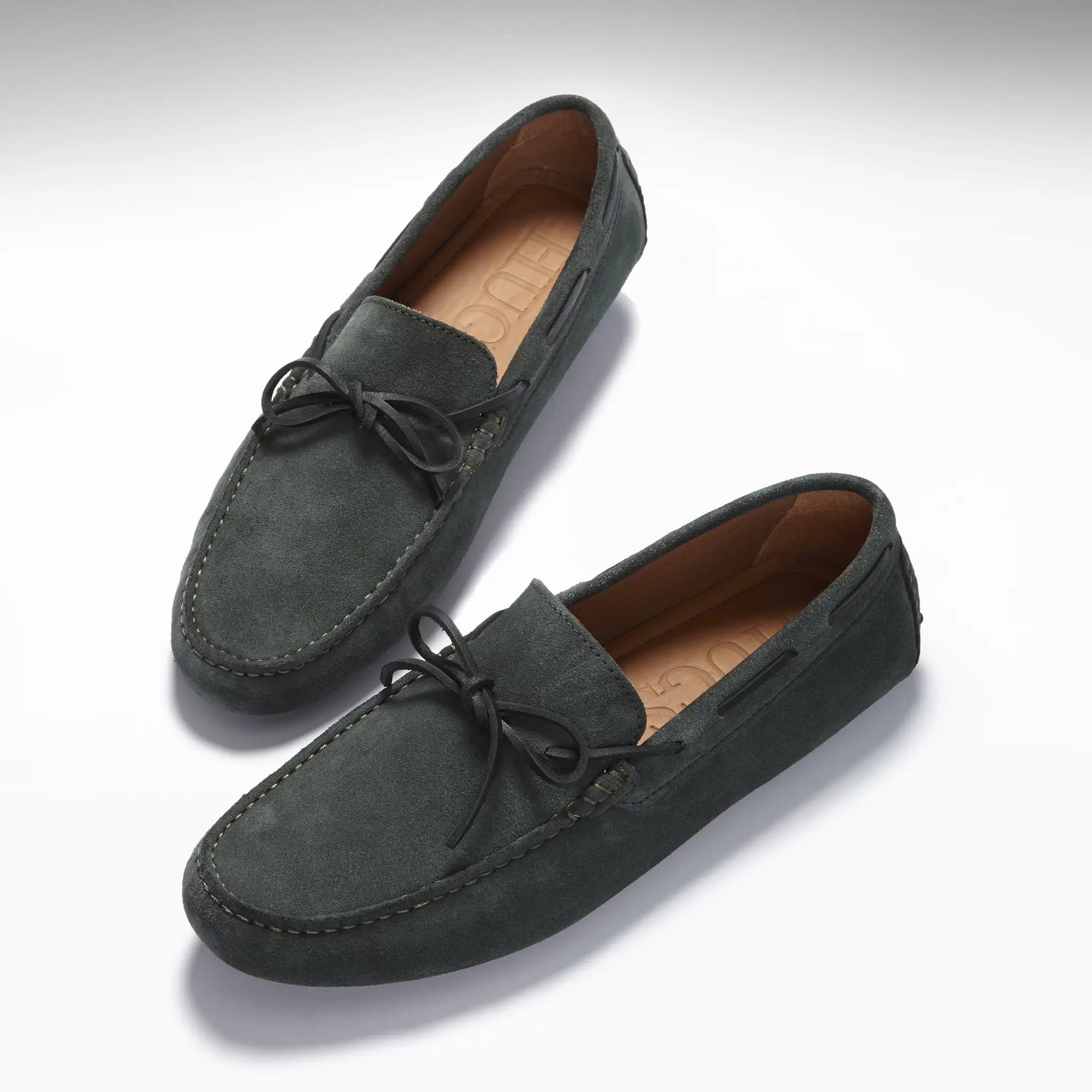 Laced Driving Loafers, racing green suede by Hugs & Co.