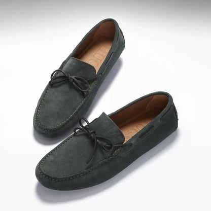 Laced Driving Loafers, racing green suede by Hugs & Co.