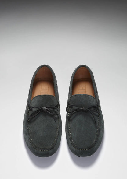 Laced Driving Loafers, racing green suede by Hugs & Co.
