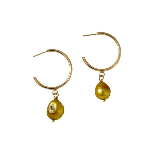 Gold freshwater pearl hoop earrings | by Ifemi Jewels by Ifemi Jewels