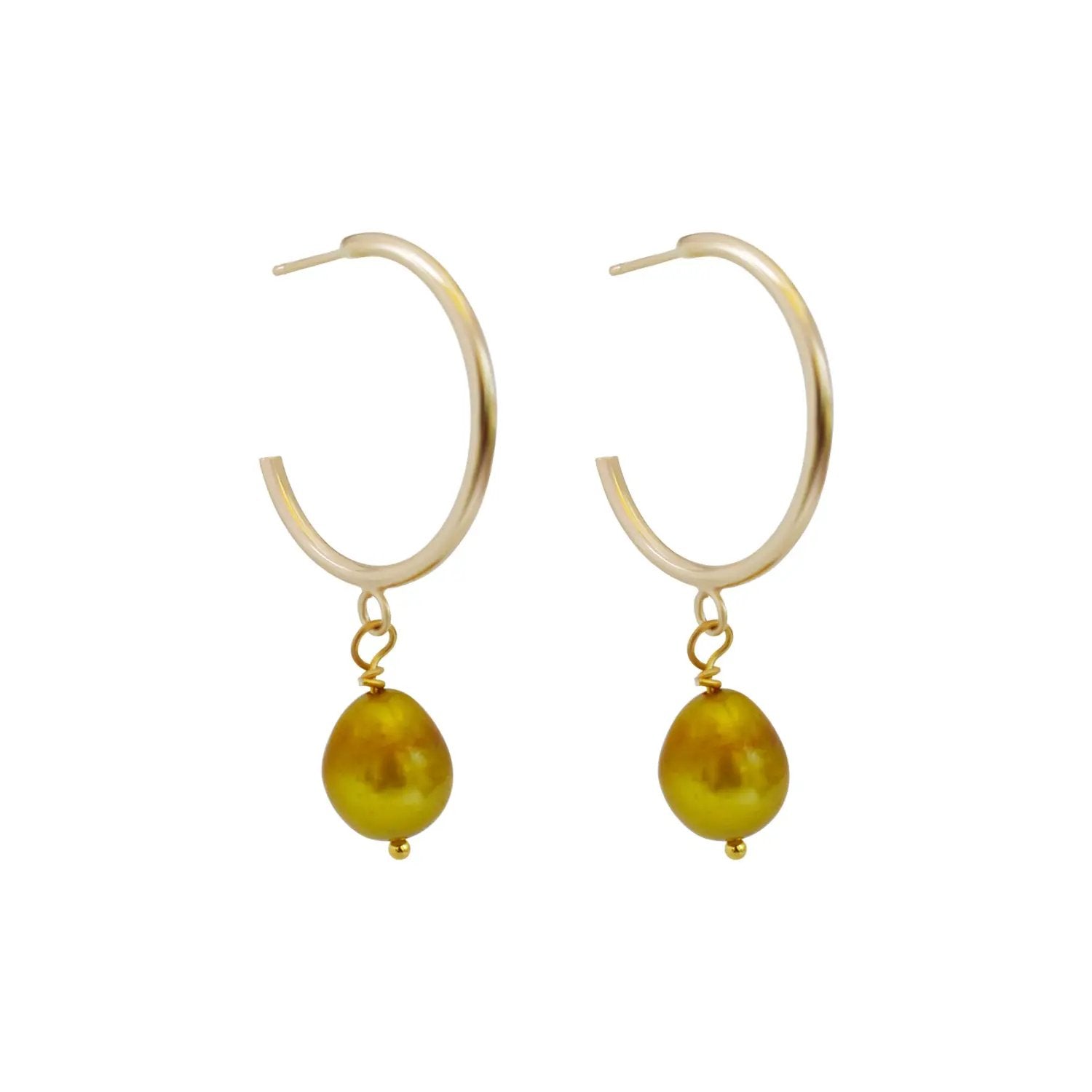 Gold freshwater pearl hoop earrings | by Ifemi Jewels by Ifemi Jewels