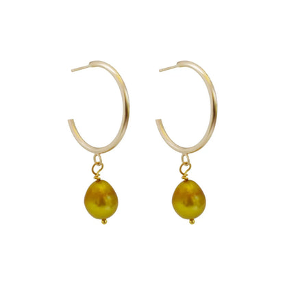 Gold freshwater pearl hoop earrings | by Ifemi Jewels by Ifemi Jewels