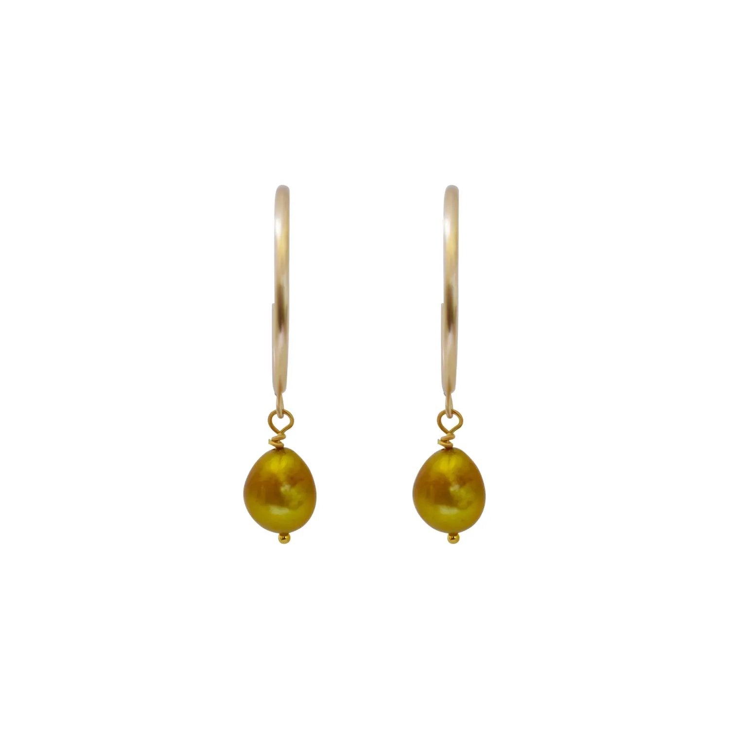 Gold freshwater pearl hoop earrings | by Ifemi Jewels by Ifemi Jewels