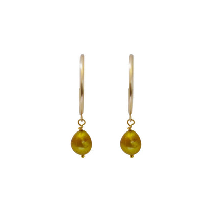 Gold freshwater pearl hoop earrings | by Ifemi Jewels by Ifemi Jewels