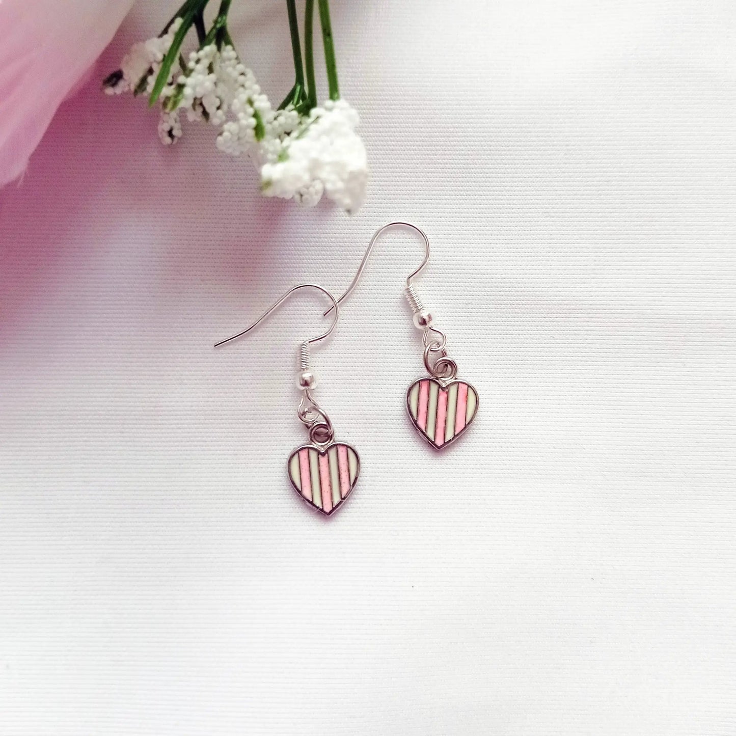 Candy Striped Hearts Earrings, Playing Cards inspired Queen of Hearts | by lovedbynlanla by Lovedbynlanla