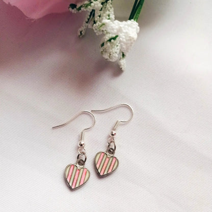 Candy Striped Hearts Earrings, Playing Cards inspired Queen of Hearts | by lovedbynlanla by Lovedbynlanla