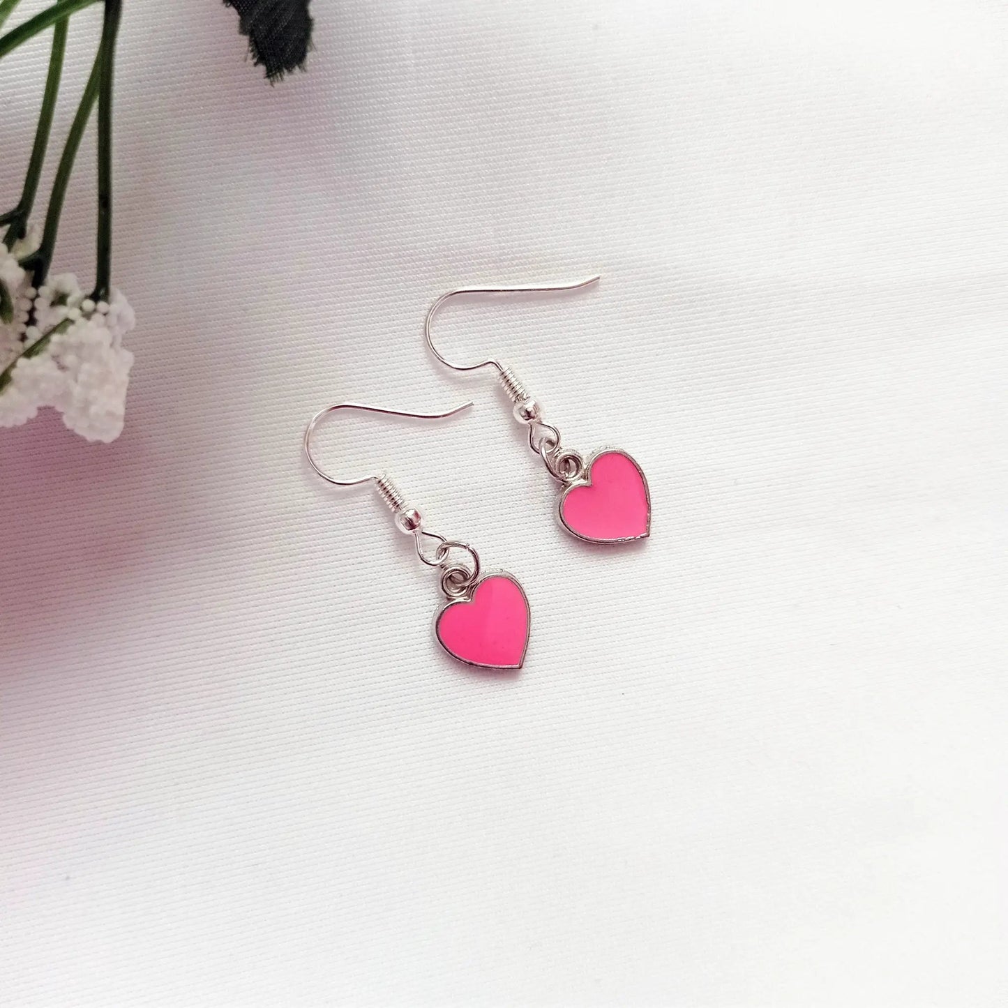 Rose Pink Hearts Earrings, Playing Cards inspired Queen of Hearts | by lovedbynlanla by Lovedbynlanla
