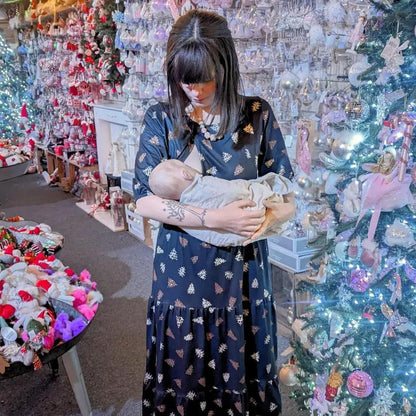 The Midi Breastfeeding Dress - Brown Leopard Tree by Stylish Mum