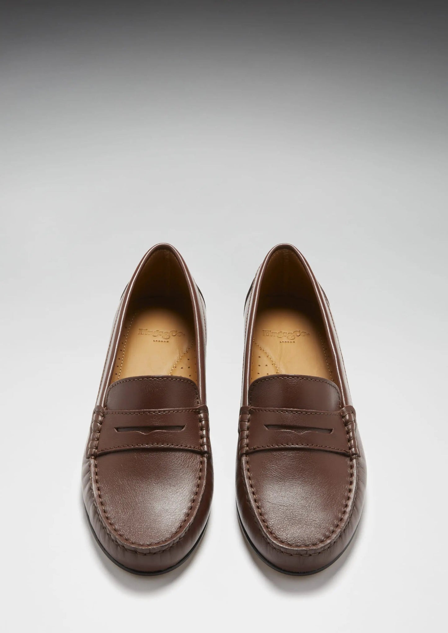 Women's Penny Loafers Leather Sole, brown leather by Hugs & Co.