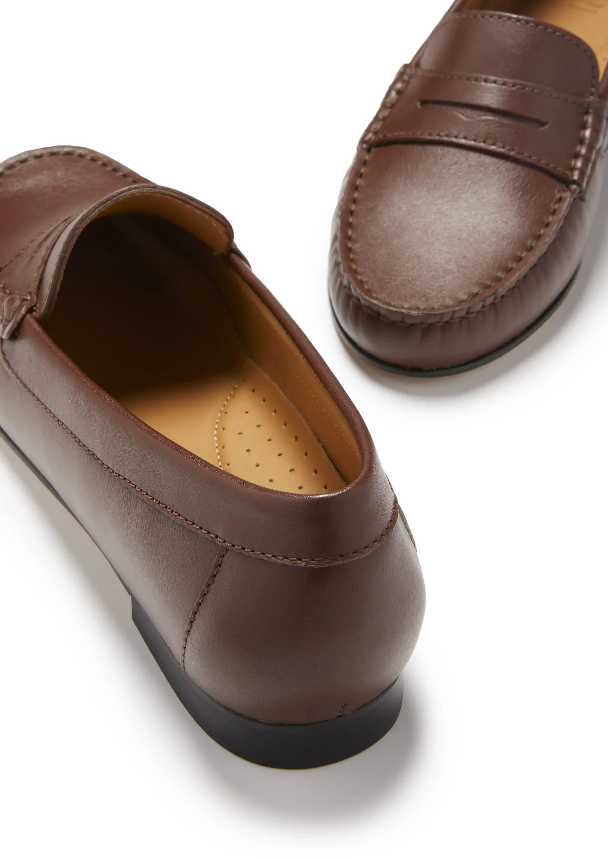 Women's Penny Loafers Leather Sole, brown leather by Hugs & Co.