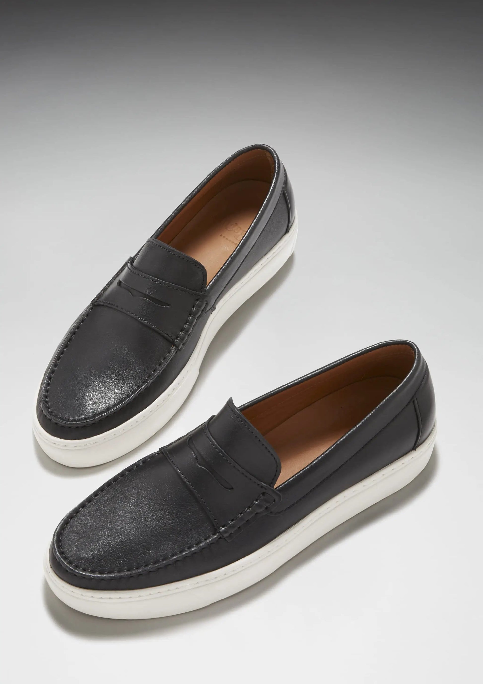 Slip-on Sneaker Loafers, black leather by Hugs & Co.