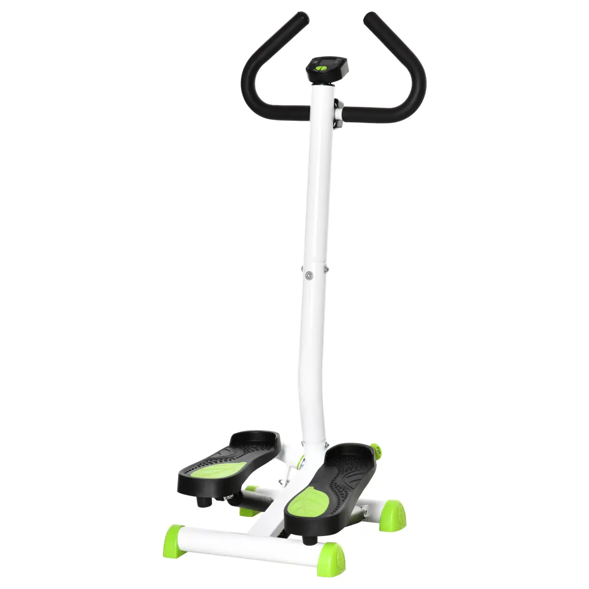 Adjustable Stepper Aerobic Ab Exercise Machine LCD Screen Handle, White HOMCOM by Unbranded