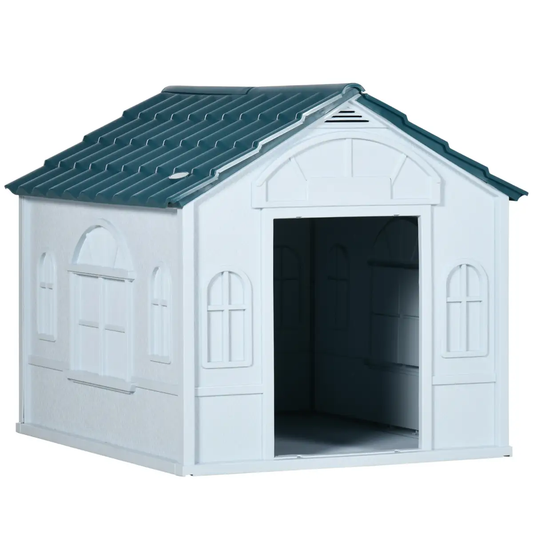 PawHut Weather-Resistant Dog House, Puppy Shelter for Medium Dogs - Blue by PawHut