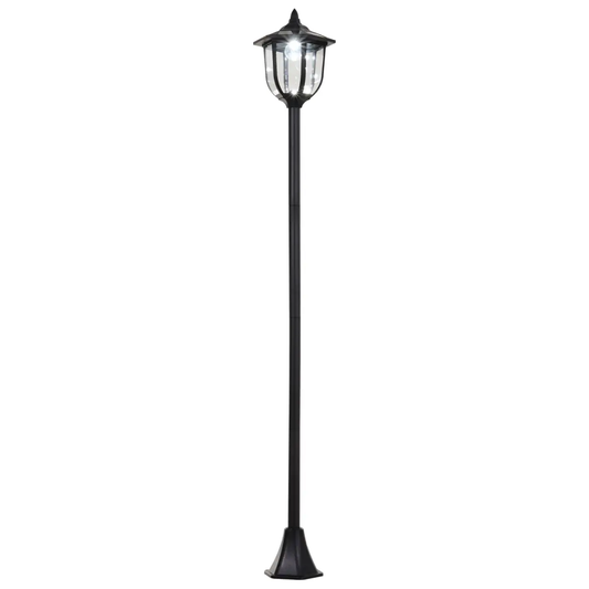 1.77m Tall Free-Standing ABS Garden Solar LED Lamp Post Black by Outsunny