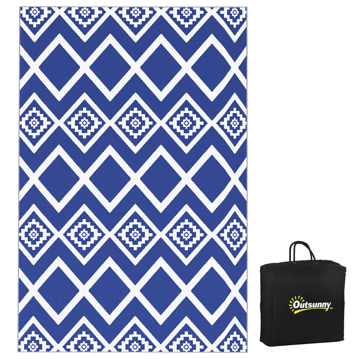 Outsunny Reversible Waterproof Outdoor Rug with Carry Bag, 182 x 274cm, Blue by Outsunny