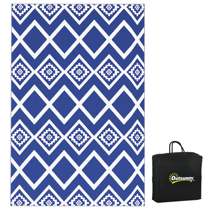 Outsunny Reversible Waterproof Outdoor Rug with Carry Bag, 182 x 274cm, Blue by Outsunny