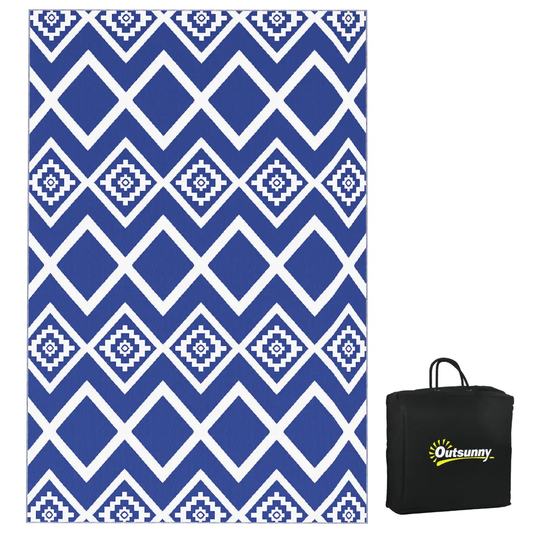 Outsunny Reversible Waterproof Outdoor Rug with Carry Bag, 182 x 274cm, Blue by Outsunny