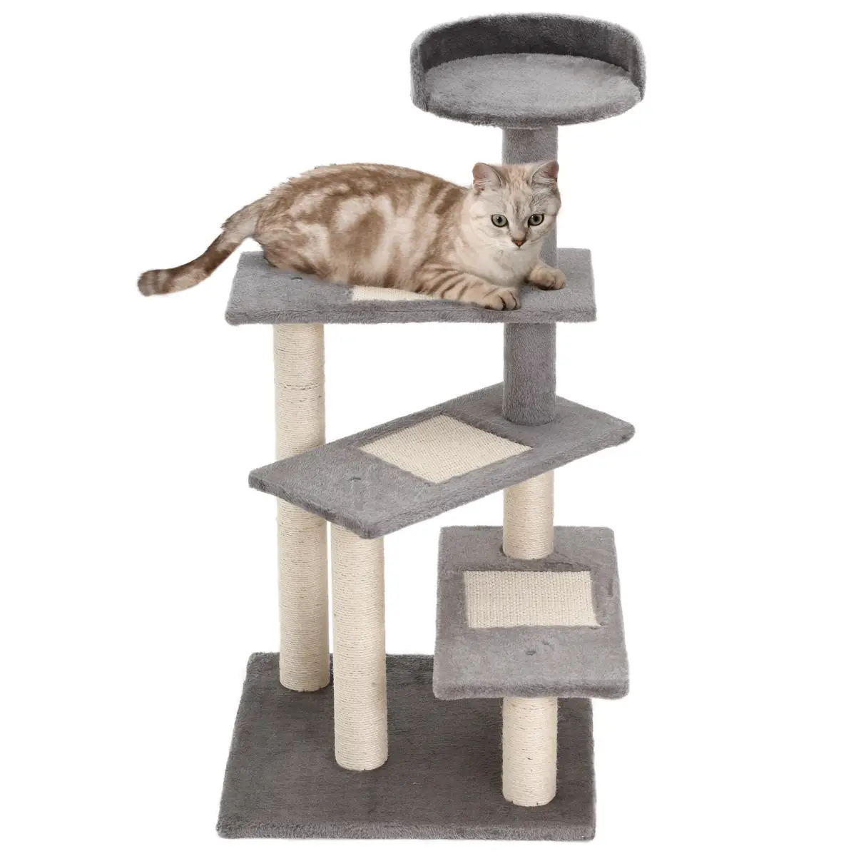 Cat Tree Activity Center Kitten Climbing Tower Scratching Post Plush Pawhut by Unbranded