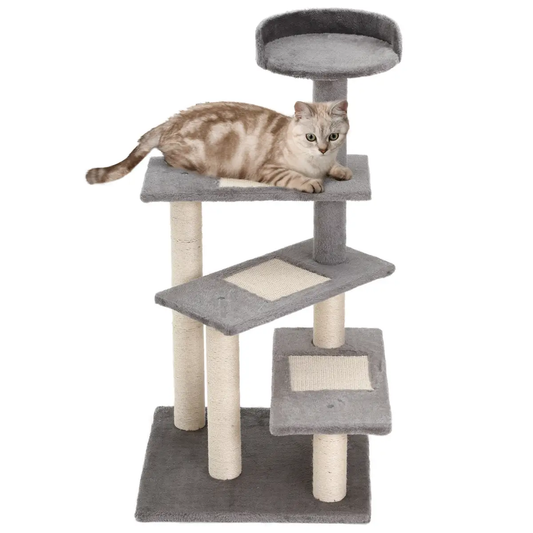 Cat Tree Activity Center Kitten Climbing Tower Scratching Post Plush Pawhut by Unbranded