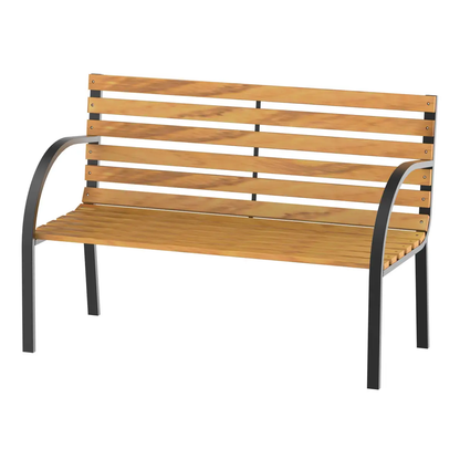 Garden Bench, 122Lx60Wx80H cm-Steel/Wood by Outsunny