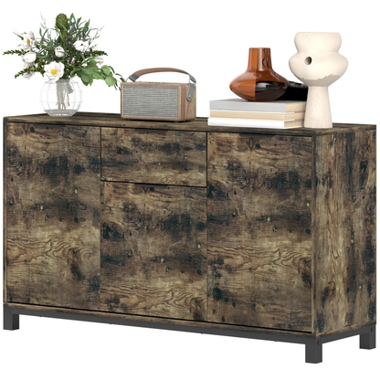 HOMCOM Sideboard, Industrial Storage Cabinet for Living Room, Rustic Brown by HOMCOM