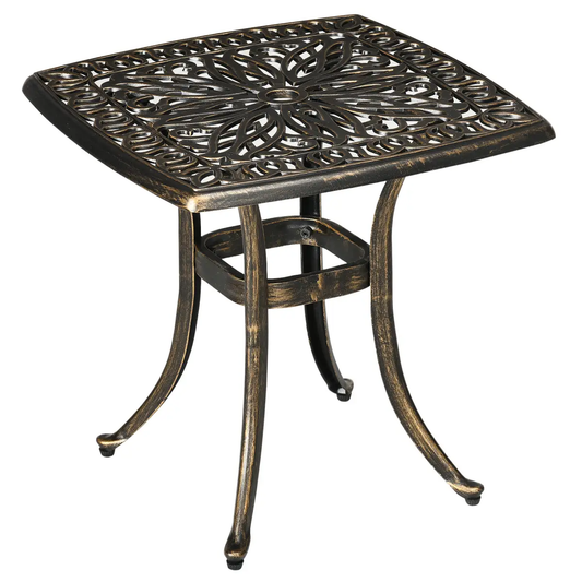 Outsunny 54 x 54cm Aluminium Outdoor Garden Side Table w/ Umbrella Hole, Bronze by Outsunny