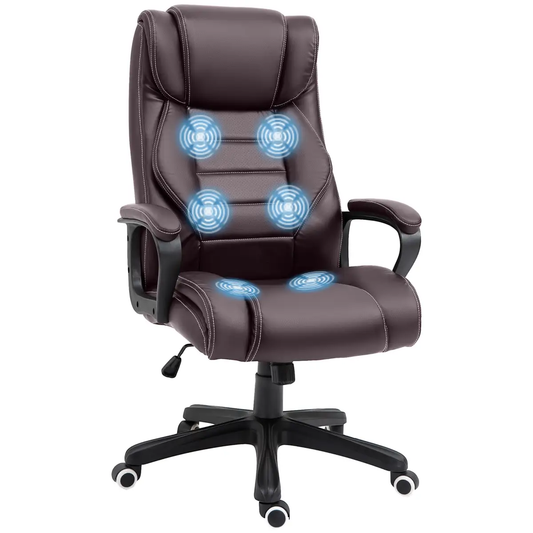 High Back 6 Points Vibration Massage Executive Office Chair, Brown Vinsetto by Unbranded