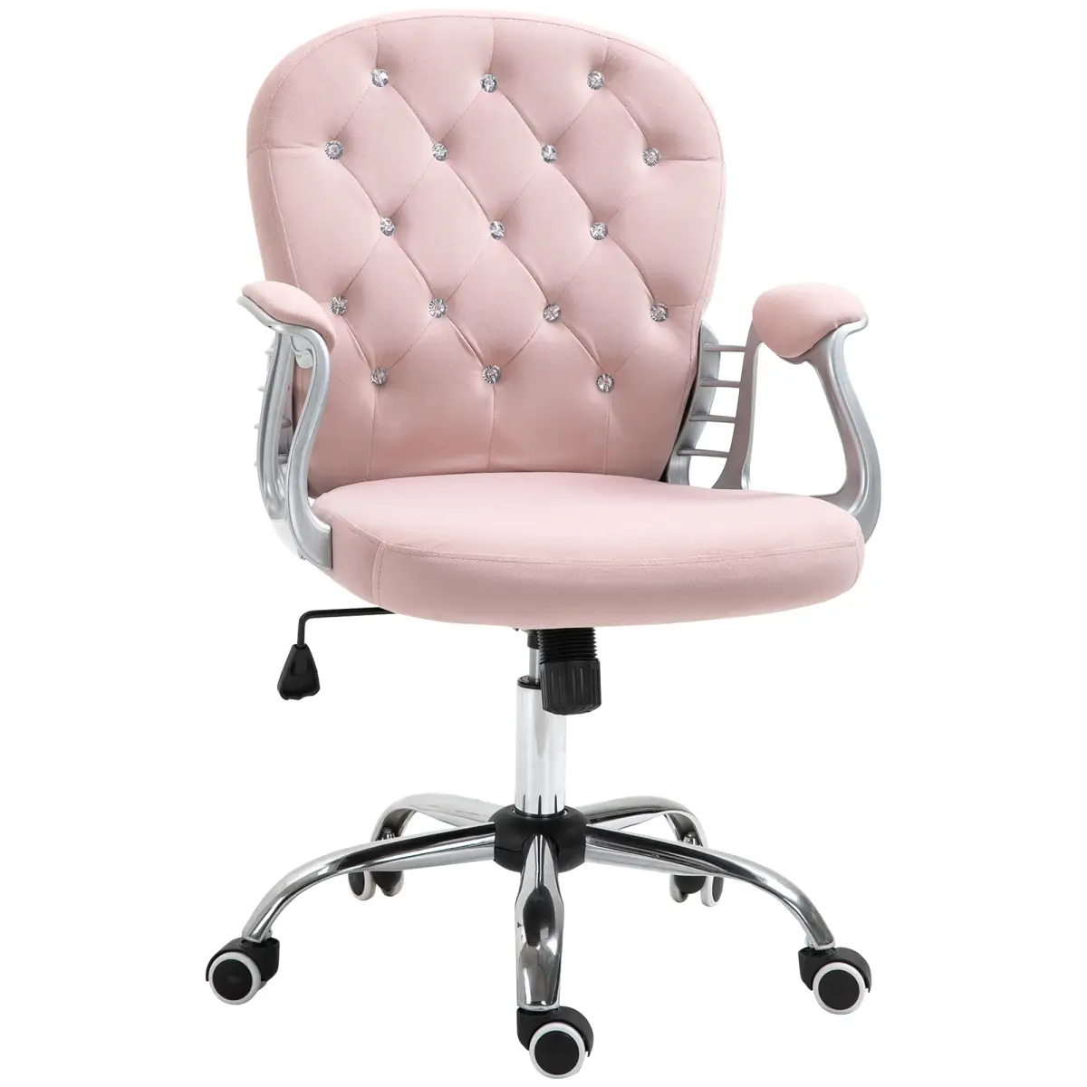 Office Chair Luxury Velour Diamond Tufted Padded Ergonomic 360� Swivel Pink by Unbranded