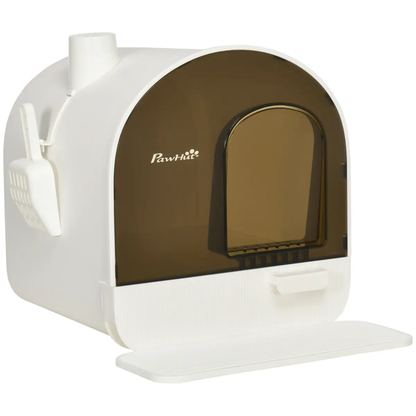 Hooded Cat Litter Tray Kitten Toilet w/ Scoop, Filter, Flap Door 43 x 44 x 47cm by PawHut