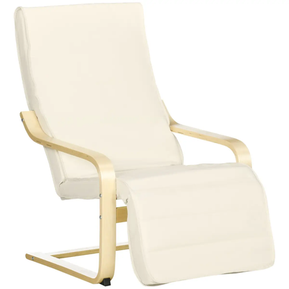 Lounge Chair Recliner Adjustable Footrest Home Cream White by HOMCOM
