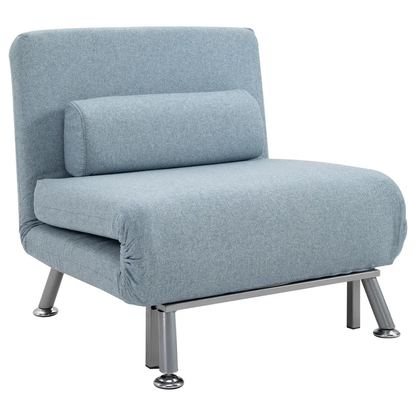 Single Folding 5 Position Convertible Sleeper Chair Sofa Bed Blue by HOMCOM