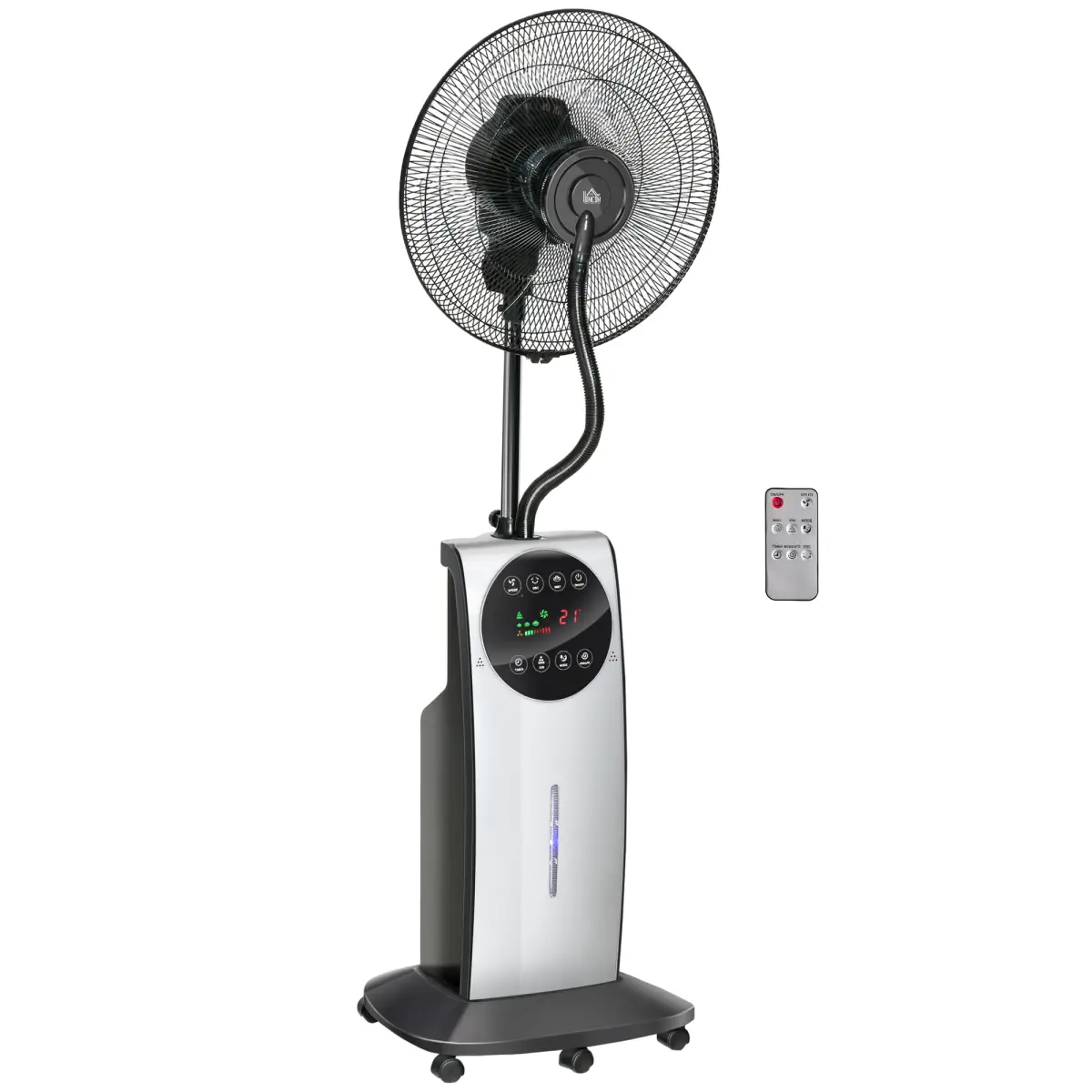 Pedestal Fan with Water Mist Spray Standing Fan w/ 3.1L Water Tank Black by HOMCOM
