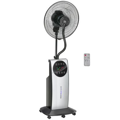 Pedestal Fan with Water Mist Spray Standing Fan w/ 3.1L Water Tank Black by HOMCOM